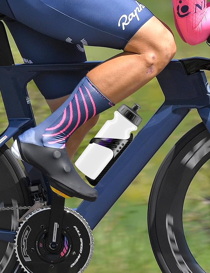 ENLEE for Bottles Diameter: 66-72mm Bike Water Bottle Cage, Lightweight Carbon Purple Bicycle Water Bottle Cage, Water Bottle Cage for Mountain/Road Bike with Screws Tool