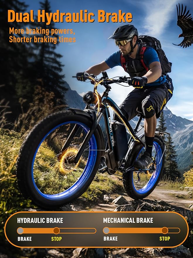 Ebike for Adults Electric, 52V 19.2Ah/32Ah, Peak 2000W/2500W E-Bike, 36/40MPH, 70 Miles/100Miles, Hydraulic Disc Brake, Off Road Snow Mountain E-Bike, 24"/26" Fat Tire Electric Bicycle UL2849 by SGS