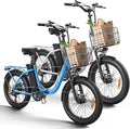 Electric Bike, 1000W Peak Folding Electric Bike, 486Wh 70 Miles Range Ebike, 20" Step-Thru Bicycle with Front Basket, Waterproof Removable Battery, 7 Speed, 25 MPH Max