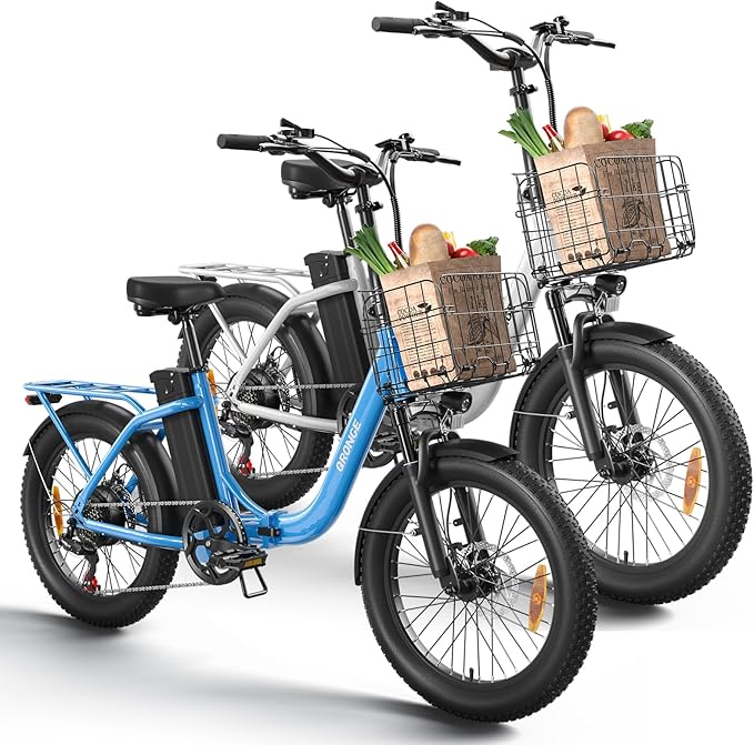 Electric Bike, 1000W Peak Folding Electric Bike, 486Wh 70 Miles Range Ebike, 20" Step-Thru Bicycle with Front Basket, Waterproof Removable Battery, 7 Speed, 25 MPH Max