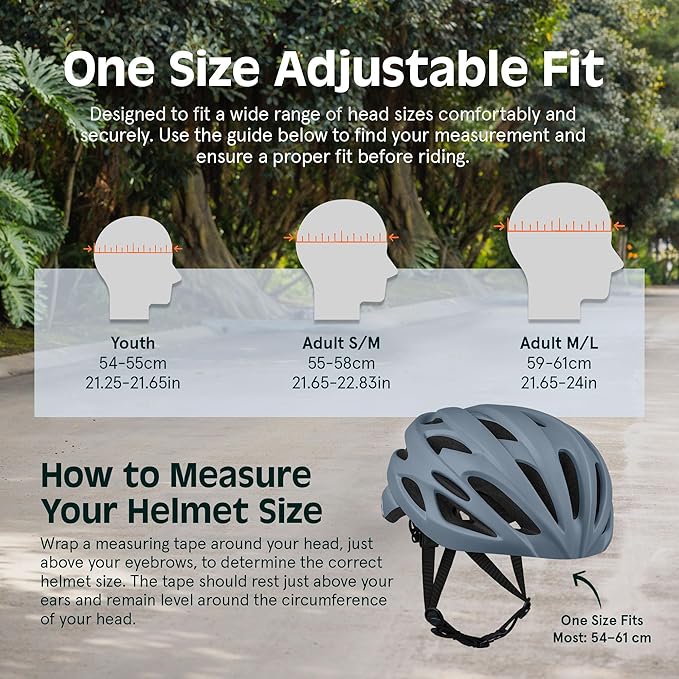Retrospec Silas Road Bike Helmet with 24 Air Vents & Built-in LED Safety Light - Adjustable Adult Cycling Protection 54-61cm - Padded & Lightweight Design