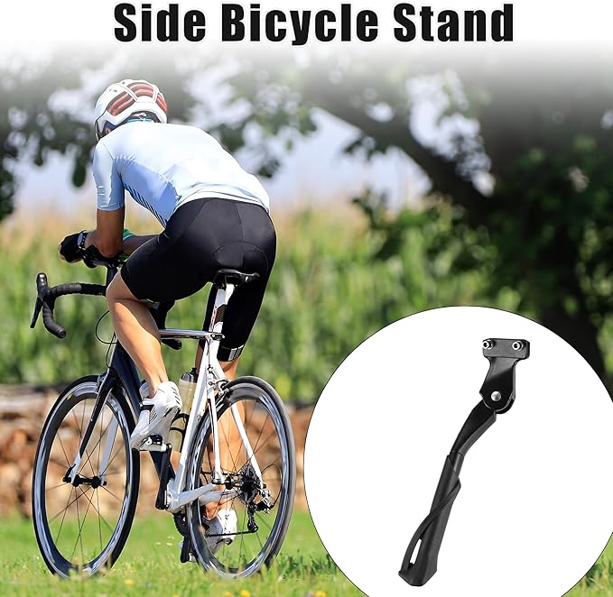 X AUTOHAUX Fit 20-22 Inch Bicycles Adjustable Bicycle Stand with Central 2 Holes Non-Slip Side Stand Kickstand Bicycle for Mountain Bike E-Bike Enter-to-Center Distance 40mm