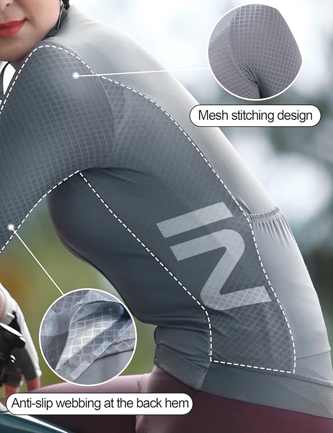 INBIKE Cycling Jersey Women Long Sleeves Bike Shirts with Pockets Quick Dry Bicycle Clothing for Road Biking Riding