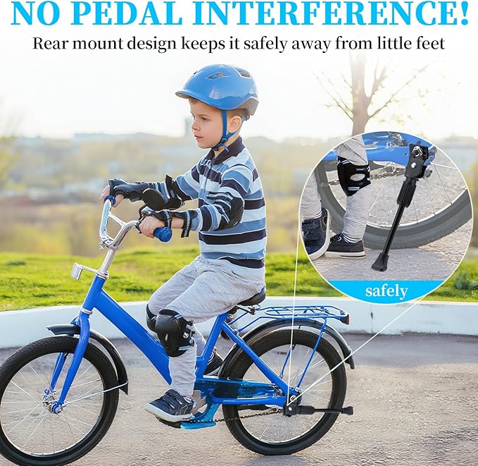 Kids Bike Kickstand Fits 12 14 16 18 20 Inch Bicycles, Aluminum Alloy Kickstand for Kids Bike with Anti-Slip Pad, Universal Fit for Mountain Road Bikes