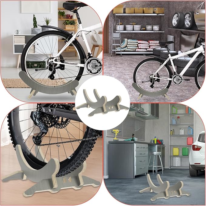 Craft Wooden Bike Stand, Wooden Bike Display Stand Floor Bicycle Rack, Wheel Display Stand Bike Display Stand for Apartment, Space Saving Bicycle Display Stand for Apartment, Office, Garage