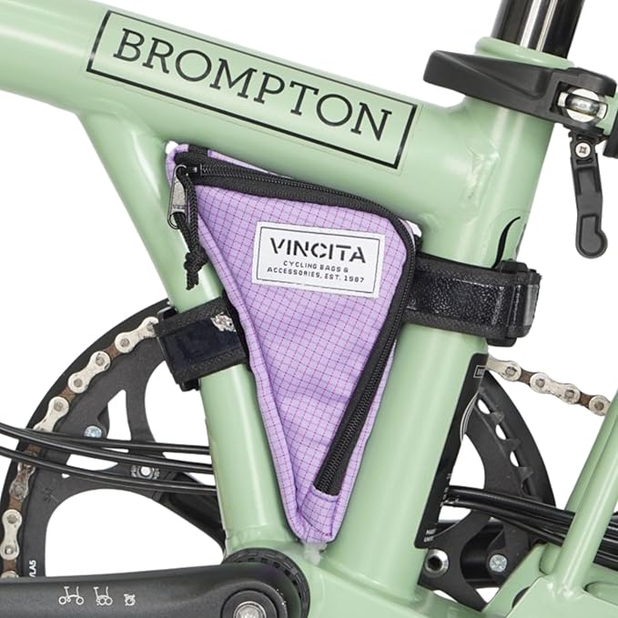 Vincita Boomerang Bag 3.0 – Frame Bag for Brompton Bike (A, C & P Line) – Anti-Slip Slim Tool Pouch with Magnetic Mount – Detachable Straps & Bright Lining – Fold-Compatible Storage (Ripstop Purple)