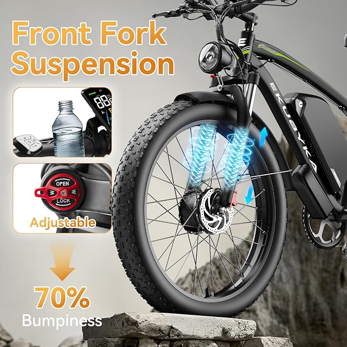 8000W Dual Motor Electric Bike for Adults, 48MPH Fast Ebike with 52V 36Ah Removable Battery, Up to 100 Miles Long Range, 24/26 Inch Fat Tire, Shimano 7-Speed, Shock Absorber Commuter E-Bike