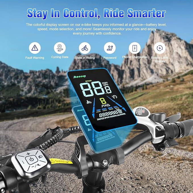 Electric Bike for Adults 48V 32Ah（1536Wh） FW11 20” x 3.0” Long Range 28MPH Folding E-Bike Men Women Fat Tire Mountain Foldable Step-Thru Ebike City Urban Commuting Bicycles UL 2849 Certified