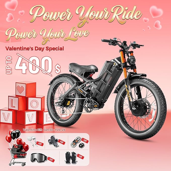 eAhora 2026 Romeo Pro3/2 50/46Mph Ebike 5600/4000W Dual Motor 200+Miles Electric Bike for Adults, 52V/70Ah 60V/80Ah Long Range 26 * 4.0" Fat Tire Full Suspension Electric Mountain Bike