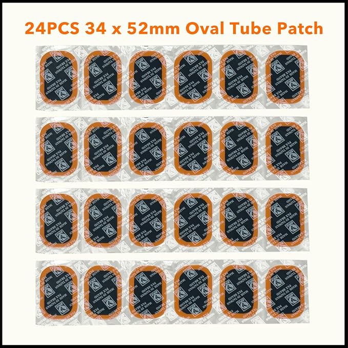 PAX 24 Pcs 34 x 52mm Inner Tube Tire Repair Patches with 20cc Cement, Puncture Tire Repair Kit for Car, Motorcycle, Scooter, Bicycle, BMX, ATVs, River Floating, Inflatable Rubber