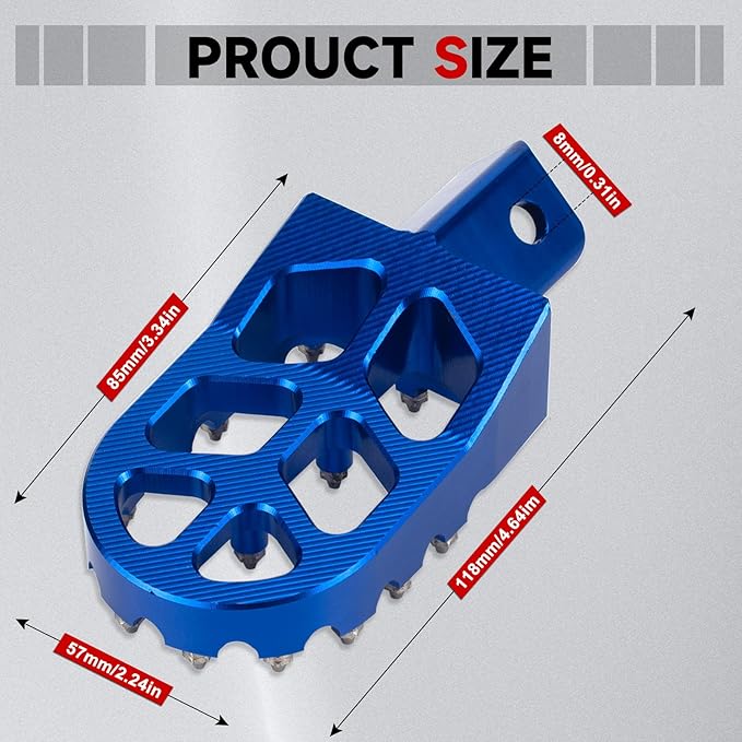 Mini Bike Foot Pegs CNC Anti-Slip Wide Footpegs for CRF50 CRF70 Coleman CT100U CT200U BT200X CC100X CRF XR50 70 110 125 SSR Apollo TaoTao Motorcycle Dirt Bike Pit Bike Pedal (Blue)