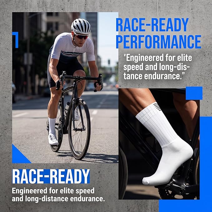 Cycling Socks for Men & Women - 3D Arch Support Compression Bike Socks | Moisture Wicking & Breathable