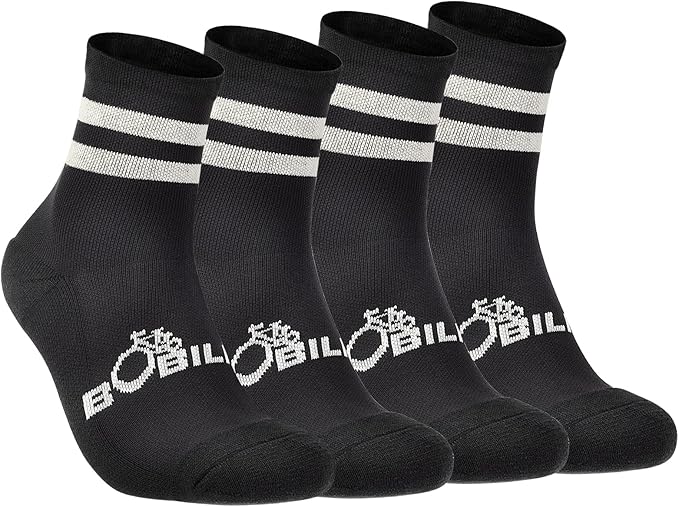 Cycling Biking Socks 2 Pairs, Ergonomic Moisture Wicking Breathable Cushion Quarter Crew Riding Socks, Men & Women