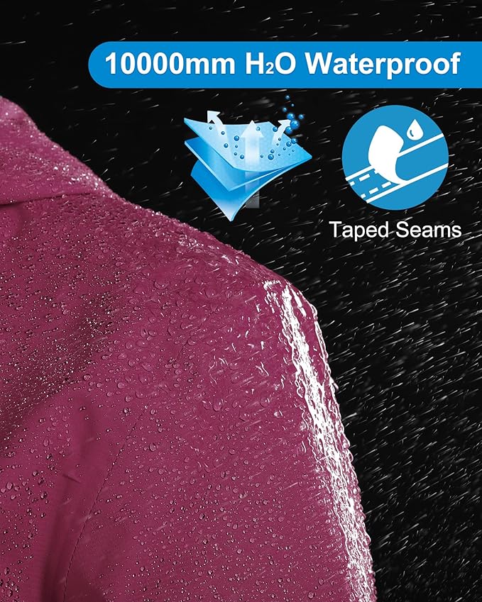 33,000ft Packable Rain Jacket Women Lightweight Waterproof Raincoat with Hood Cycling Bike Jacket Windbreaker