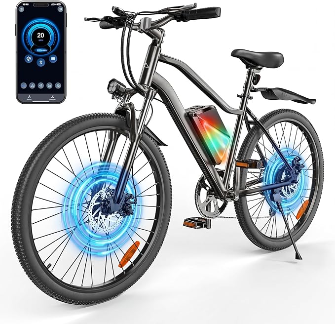 Electric Bike - 750W Peak Motor Electric Bicycle, 20MPH, 60 Miles, Removable Battery, Shock Absorber, 5 Speed E Bike, 26” Tire Commuter Electric Bicycle for Adults