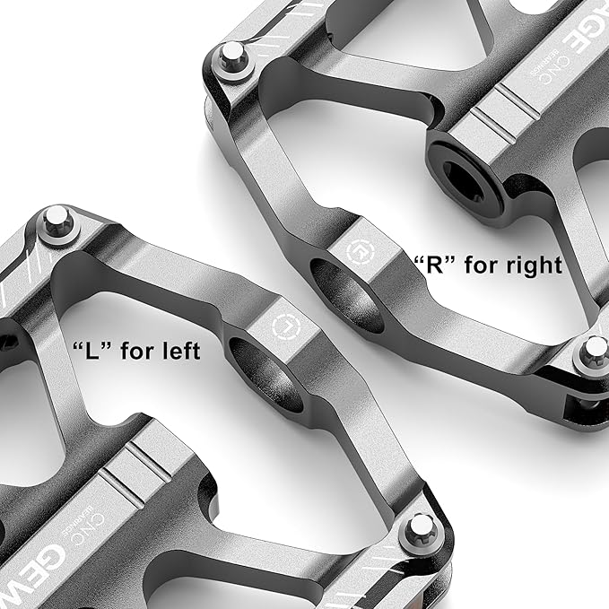 Mountain Bike Pedals - 3 Bearings Bicycle Pedals with Reflectors - 9/16” CNC Machined Flat Pedals with Removable Anti-Skid Nails for Road Mountain BMX MTB Bike