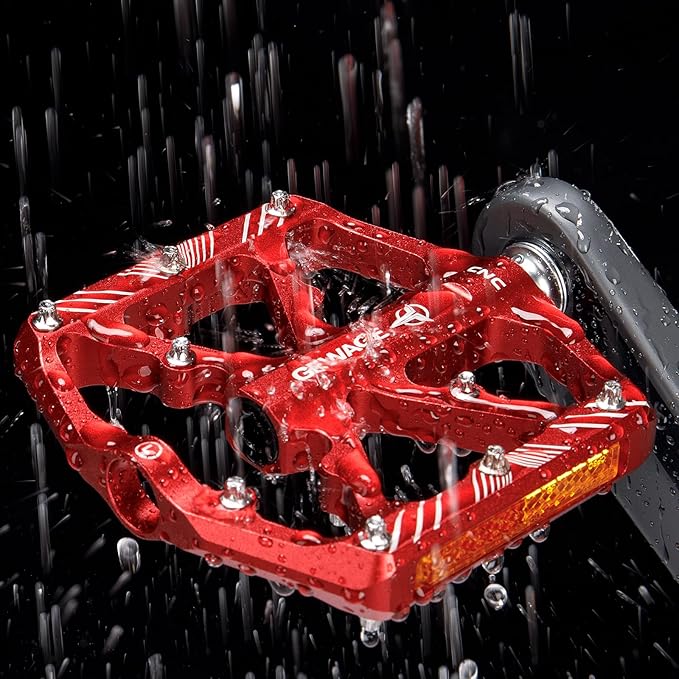 Bike Pedals 9/16 Inch - Bicycle Pedals with Reflectors - 3 Sealed Bearings MTB Pedals Wide Platform Pedals for Mountain Bike, BMX, Road Bike Pedals