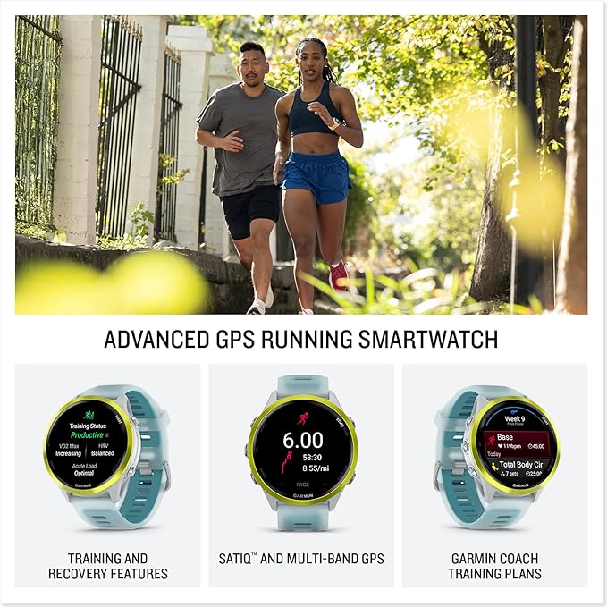 Garmin Forerunner 570 47mm GPS Running Smartwatch, Amp Yellow | Advanced Training & Recovery, Sleep Coach, Heart Rate, Download Music, Up to 11 Day Battery | Signature Series Charging Stand Bundle