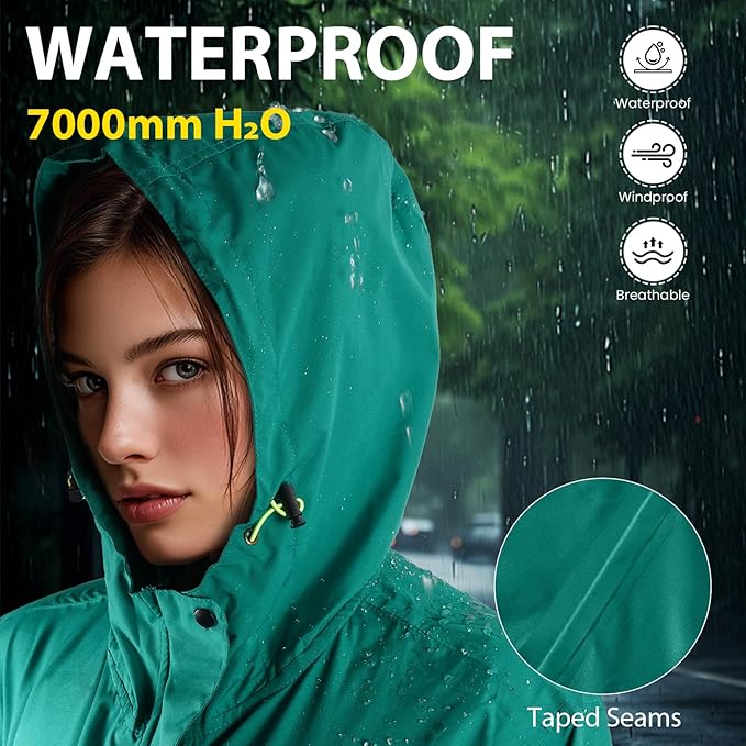 SOPPY Rain Jacket Women Waterproof Jacket With Hood Lightweight Raincoat with Pockets Windbreaker Breathable Rain Coats