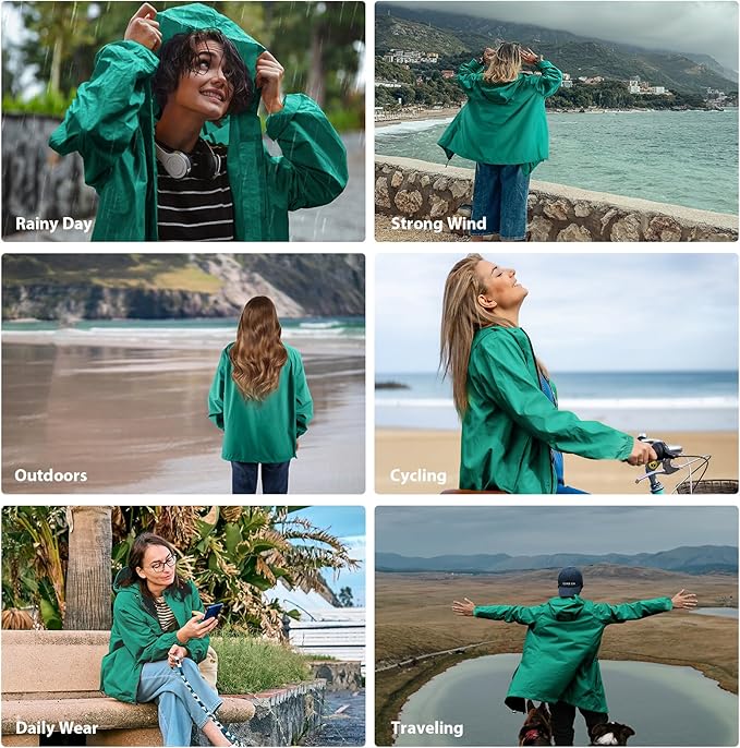 SOPPY Rain Jacket Women Waterproof Jacket With Hood Lightweight Raincoat with Pockets Windbreaker Breathable Rain Coats