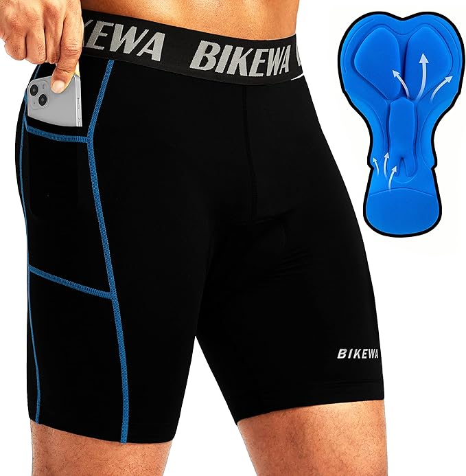 Men's 4D Padded Bike Shorts Cycling Underwear Biking Bicycle Padding Shorts for Men Side Pockets