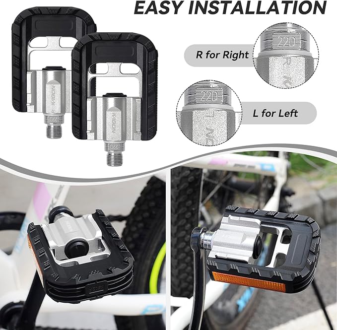 KABON Folding Bike Pedals, Bicycle Foldable Pedals with Aluminum, Universal 9/16 inch Non-Slip Cycling Pedals for Folding Bike, BMX Bike, Road Bike, Mountain Bike MTB