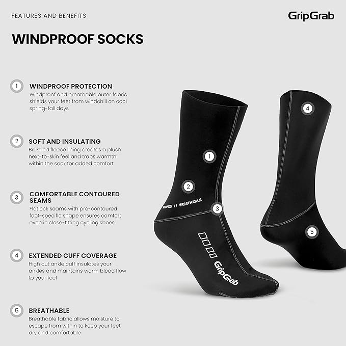 GripGrab Windproof Thermal Spring Autumn Cycling Socks Extra Long High Cut Pre-Shaped Cold Wind Protection Bike Sock