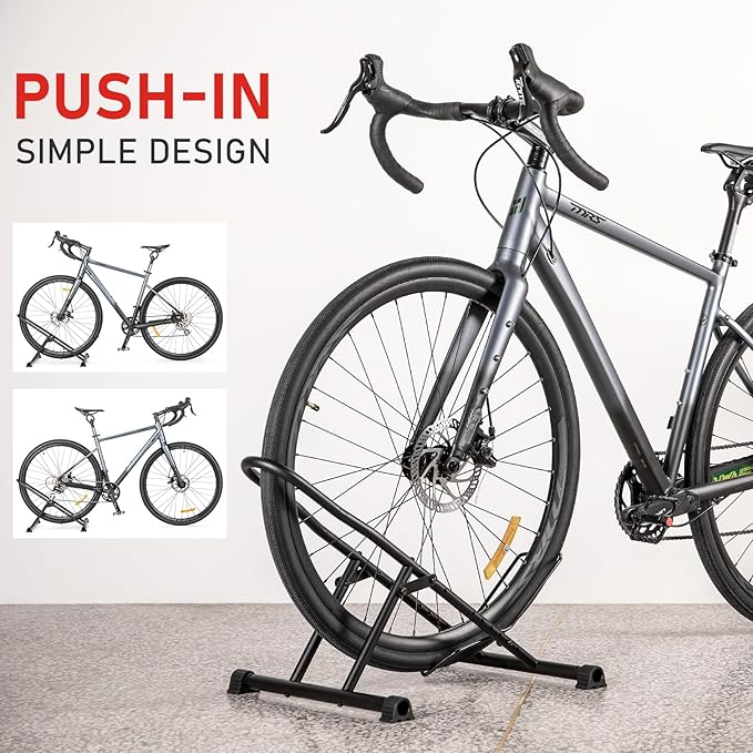 cyclists Indoor Bike Floor Stand - Bike Rack Floor Parking for Garage/Home - Bike Storage Bicycle Parking Rack Fit 20”-29” Mountain Road Bikes (For 1 Bike)