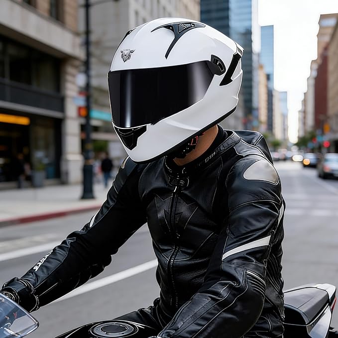 VCOROS Full Face Dual Visor Motorcycle Helmet for Adults Motorbike Street Bike Racing Helmets X9 DOT Approved with Black Visor