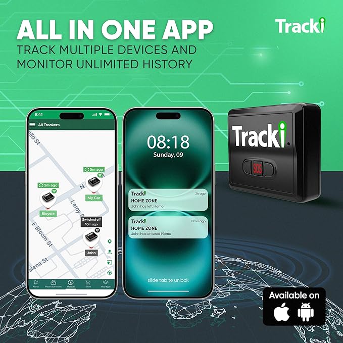 Tracki GPS Tracker with Waterproof Magnetic Mini Box and +3500mAh Battery Extender for Vehicles - 4G LTE, US-Made Tech Small GPS Tracking Device for Car, US & Worldwide (Subscription Required)