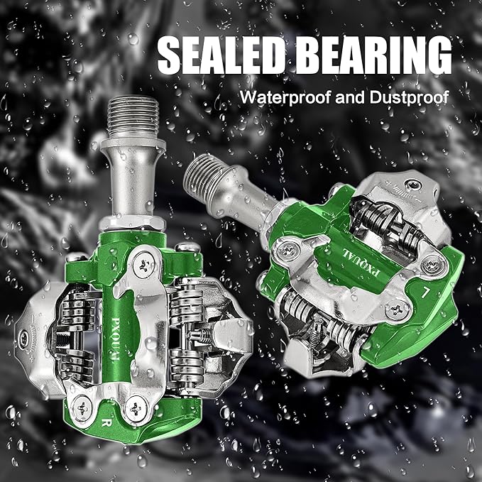 SPD Bike Pedals, 9/16 "Mountain Bike Pedal, Aluminum Alloy Sealed Clipless Pedals Compatible with SPD Type Cleats - Easy Clip in & Out