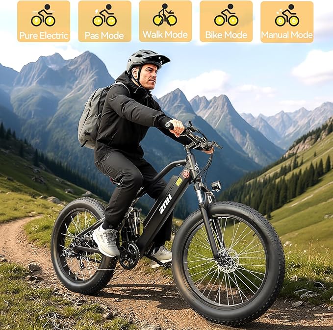 ZNH Electric Bike for Adults, 1000W Peak Motor 28MPH Mountain Ebike, 48V 13Ah Removable Battery Up to 65 Miles, 26" Electric Bicycle with 21-Speed Gear & Front Suspension, UL 2849 Certified