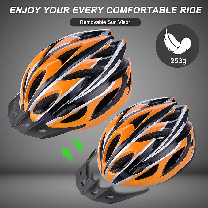 Zacro Adult Bike Helmet Lightweight for Men Women Comfort with Pads&Visor, Certified Bicycle Helmet for Adults Youth Mountain Road Biker