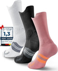 Womens Coolmax Bamboo Viscose Compression Running Crew Socks, Moisture-Wicking Anti-Blister Hiking&Gym Athletic