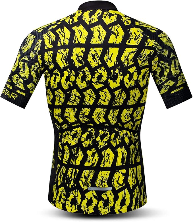 Cycling Jersey Men USA Summer Bike Short Sleeve 3-Pockets Breathable Quick-Dry Shirt S-3XL