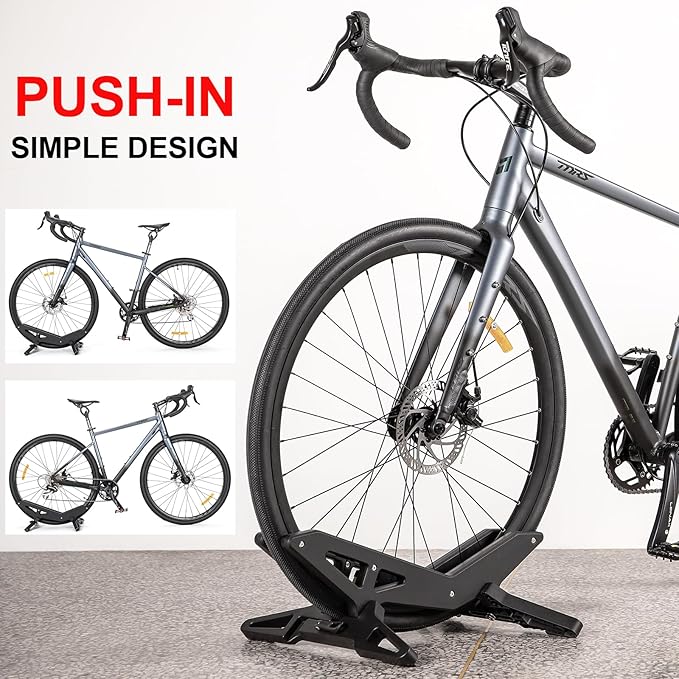CXWXC Bike Floor Stand - Bicycle Parking Stand Fit 16"-29" Wheel, Adjustable Bike Floor Rack Stand for all 30-80mm Wide Tires (Black)