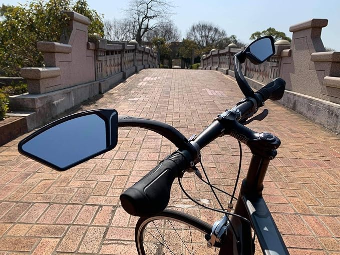 MEACHOW New Scratch Resistant Glass Lens,Handlebar Bike Mirror, Rotatable Safe Rearview Mirror, Bicycle Mirror,ME-002