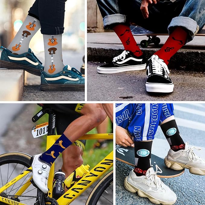 WeciBor Men's Dress Funny Crazy Colorful Novelty Combed Cotton Crew Socks 12 Pack - Size 7-10/10-13/13-15