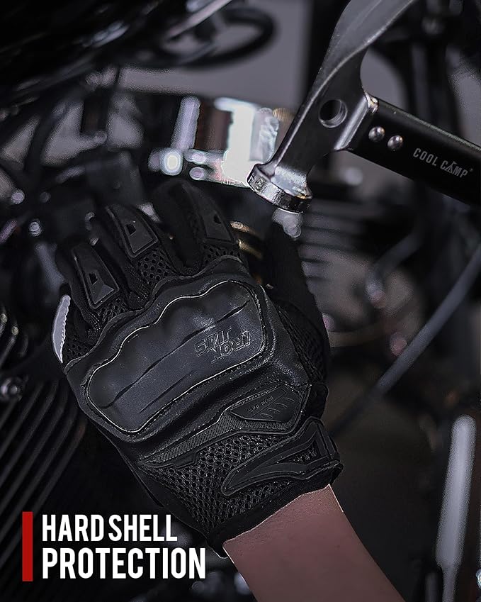IRON JIA'S Motorcycle Gloves for Men and Women - Motorbike Powersports Racing Gloves with Hard Knuckle Touchscreen for BMX ATV MTB Riding (Black XXL)