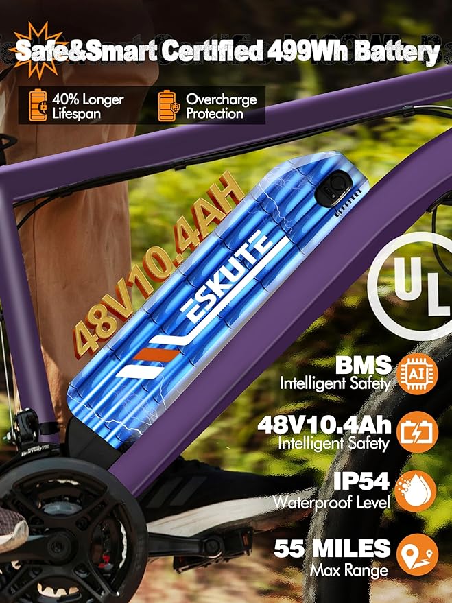 M200 Electric Bike for Adults – 21-Speed Gear 27.5" Mountain E-Bike, 1200W Peak Brushless Motor 28MPH, 48V 10.4Ah&13Ah Removable Battery, Up to 55-65 Miles Range, Step Over Commuter E-MTB, NFC Unlock