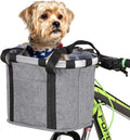 Lixada Bike Basket, Small Pet Cat Dog Carrier Bicycle Handlebar Front Basket Folding Detachable Removable Easy Install Quick Released Picnic Shopping Bag, Max. Bearing: 11lbs