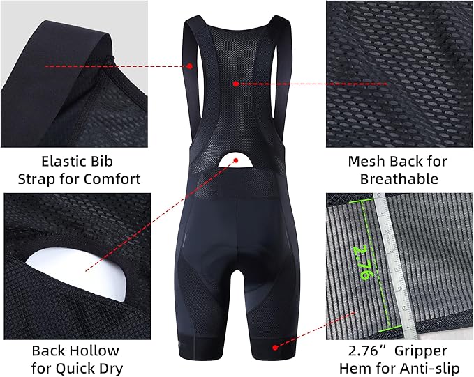 Cycling Bib Shorts for Men - Road Bike Bicycle Breathable Padded Riding Tights