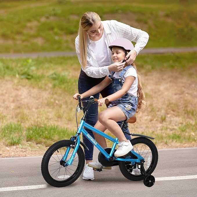 Outroad Kids Bike for Boys Girls Age 3-9 Years Old, 14 16 18 Inch Kid's Bike with Training Wheels, Children Bicycles for Toddler, Blue and Red