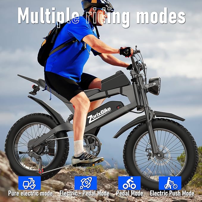 Electric Bike for Adults,48V 20AH - Peak Power 1500/3000W Brushless Motor Electric Bicycle - Max Speed 31-35MPH - Max 80 Miles Range - 20" x 4.0" Fat Tire Dirt E-Bike,7-Speed