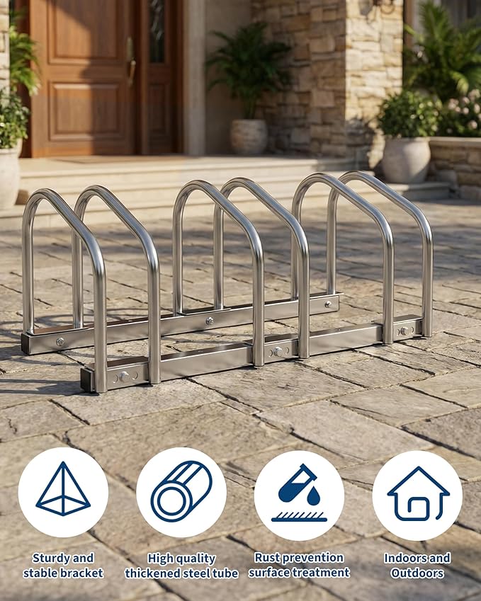Freestanding Bike Floor Stand, Heavy Duty Bicycle Parking Rack for Garage Home Indoor Outdoor, Bike Storage Organizer Fits 22-28 Inch Wheels & 2.2 Inch Tire Width