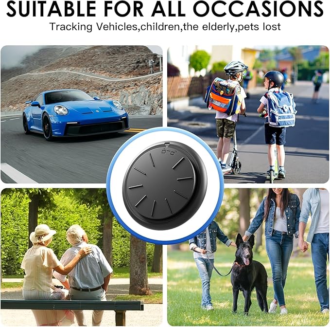 1PCS Black Tracker Device for Vehicles,Real Time GPS Car Tracker Work with Find My(iOS Only),No Monthly Fee Anti-Theft Car Locator,Hidden Car GPS Tracker with White Magnetic Case