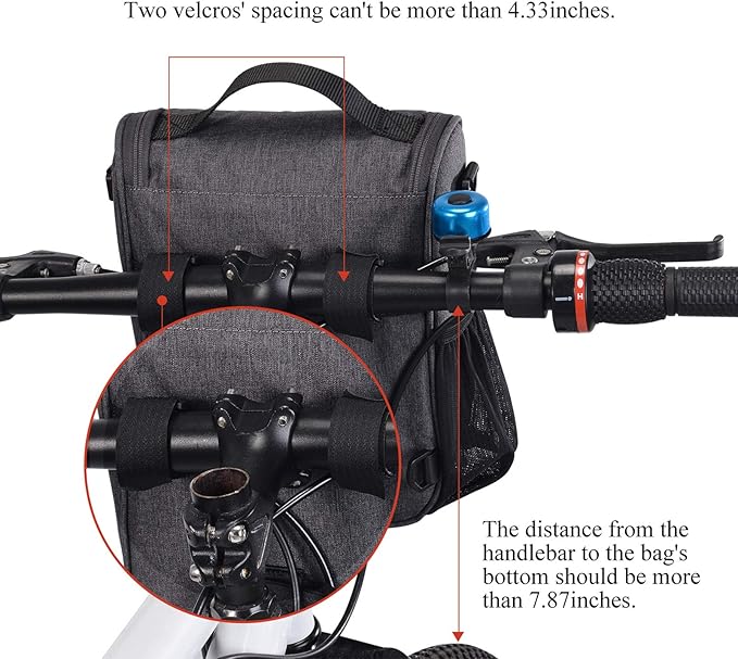 CamGo Handlebar Bag for Bike Canvas Shoulder Bags Small Handbag Cycling Front Basket Bicycle Top Tube Storage Pack with Rain Cover Grey