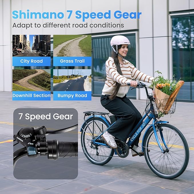 Electric Bike for Adults, 1000W Peak 70Miles + 20MPH Step Thru Electric Bike, Commuter E-Bike with Removable Battery, Dual Brake(Lockable), Detachable Foldable Basket(TUV & UL2849)