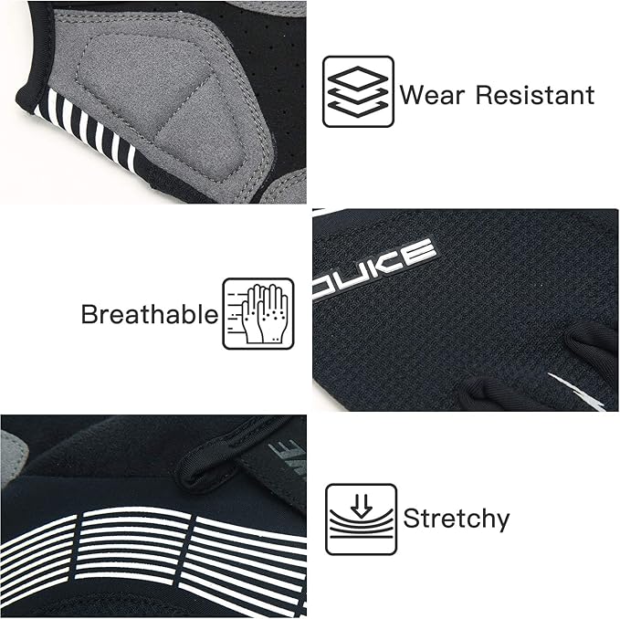 Souke Sports Cycling Bike Gloves - Padded Half Finger Bicycle Gloves with Shock-Absorbing, Anti-Slip, Breathable MTB & Road Biking Features for Men & Women