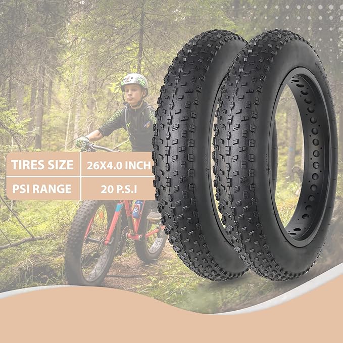MOHEGIA Fat Bike Tire: 20x4.0/26x4.0 Inch Fat Tire,High-Performance and All-Terrain Folding Replacement MTB Bicycle Tire with Street or Trail Riding